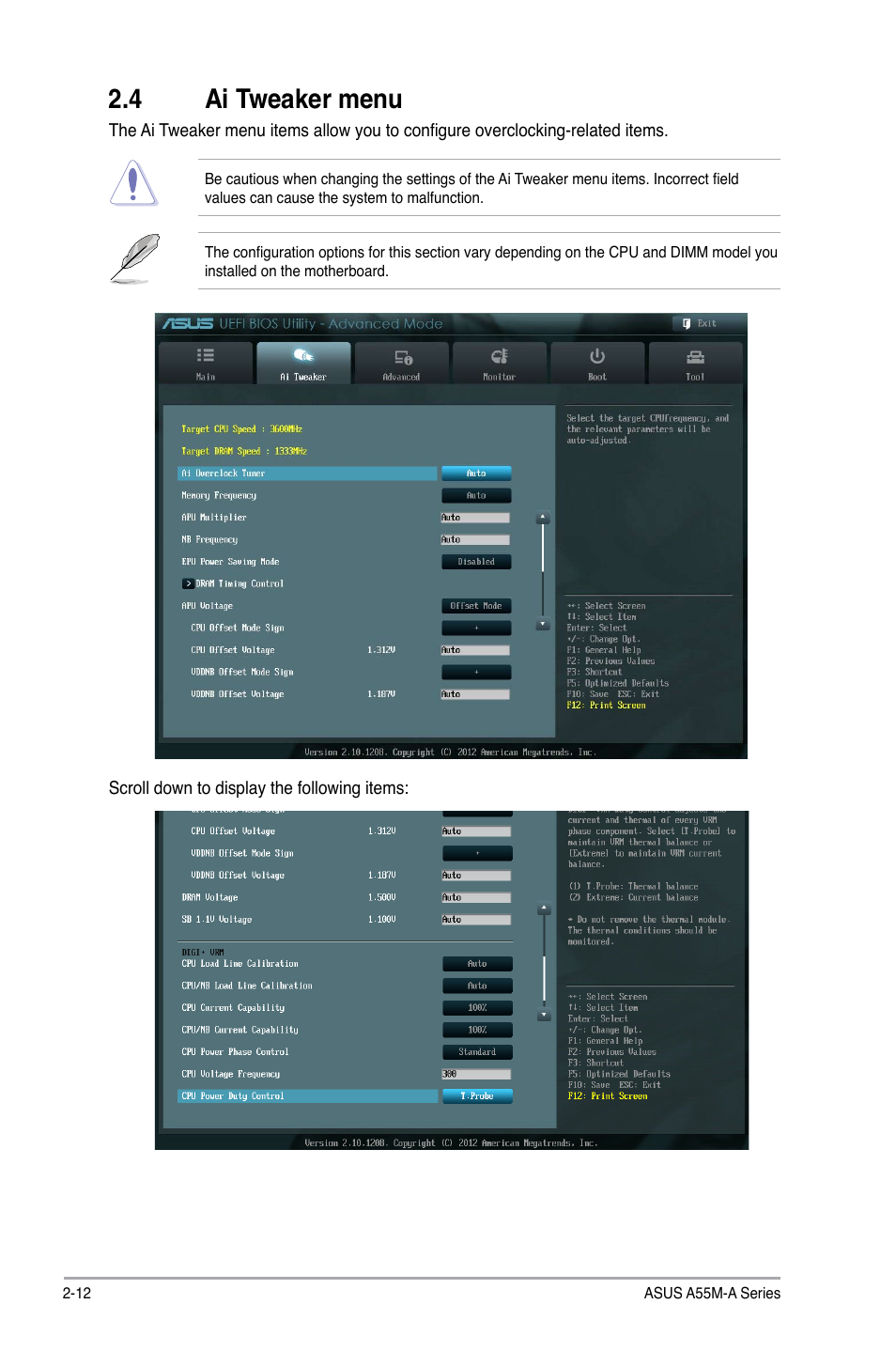 4 ai tweaker menu, 4 ai tweaker menu -12 | Asus A55M-A/USB3 User Manual | Page 54 / 78