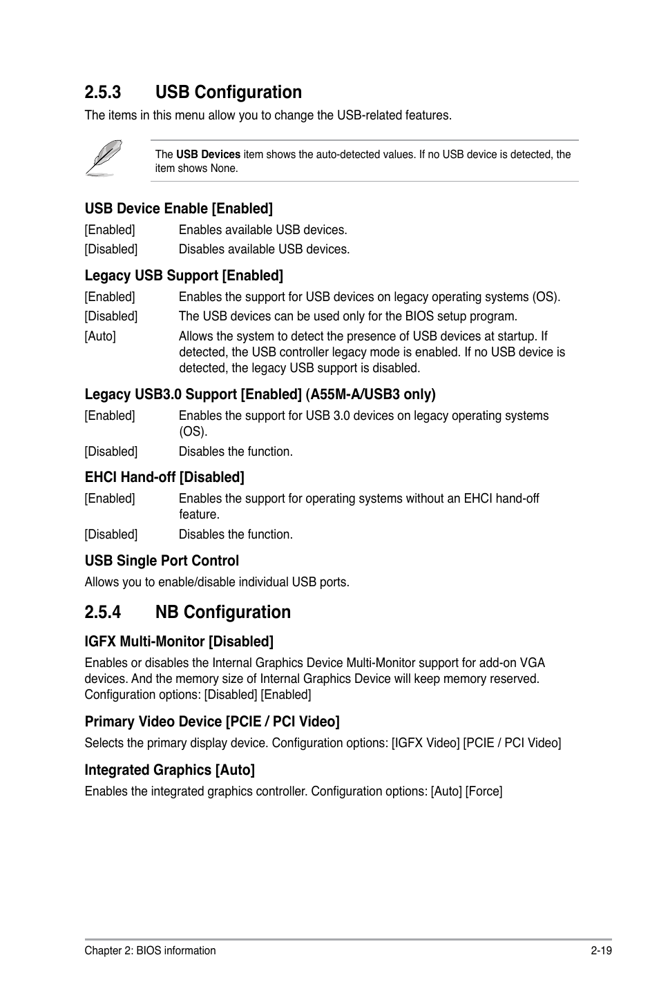 3 usb configuration, 4 nb configuration, Usb configuration -19 | Nb configuration -19 | Asus A55M-A/USB3 User Manual | Page 61 / 78