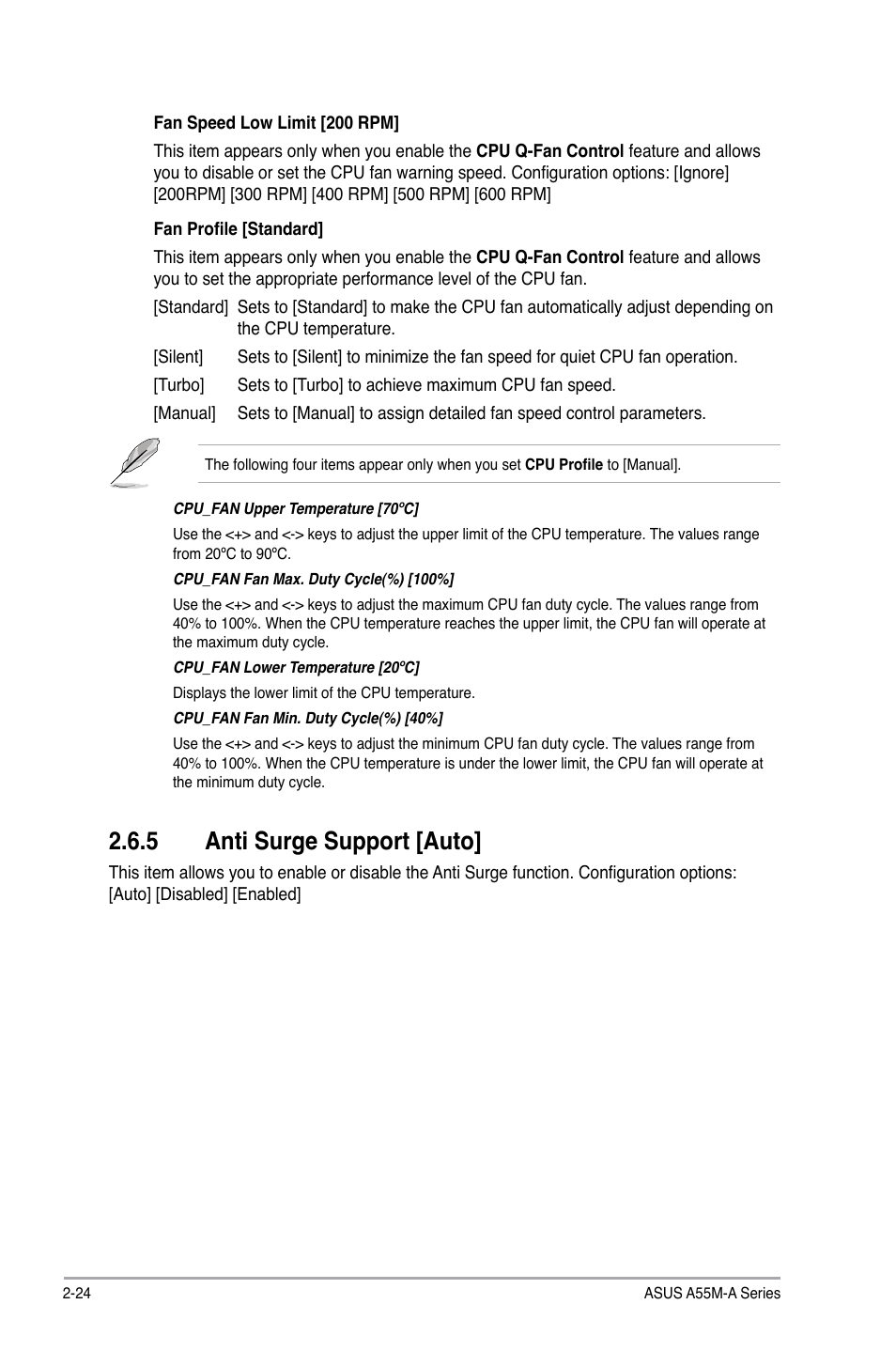 5 anti surge support [auto, Anti surge support [auto] -24 | Asus A55M-A/USB3 User Manual | Page 66 / 78