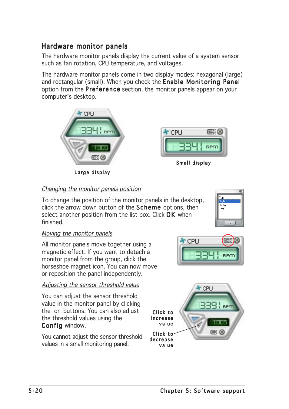 Hardware monitor panels | Asus N4L-VM DH User Manual | Page 126 / 148