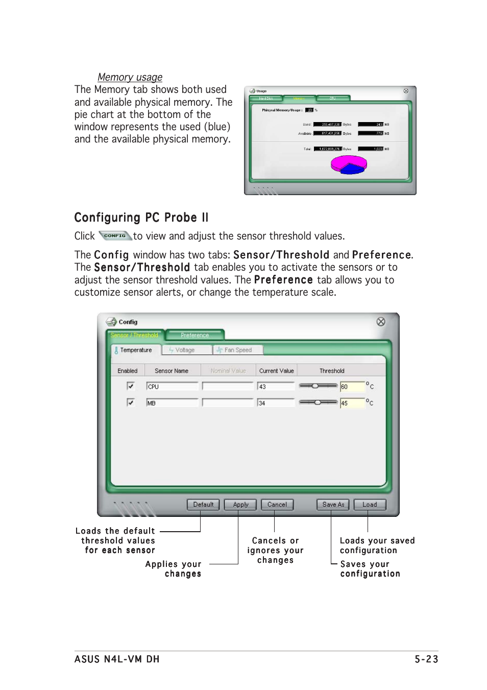 Configuring pc probe ii | Asus N4L-VM DH User Manual | Page 129 / 148
