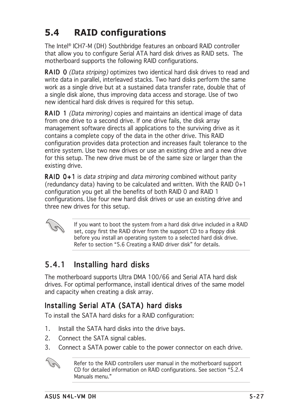 4 raid configurations | Asus N4L-VM DH User Manual | Page 133 / 148