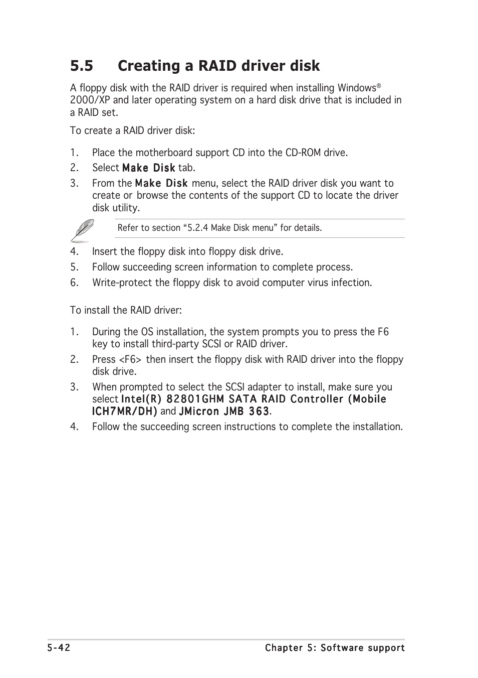 5 creating a raid driver disk | Asus N4L-VM DH User Manual | Page 148 / 148