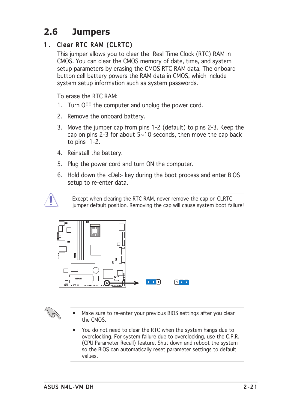 6 jumpers | Asus N4L-VM DH User Manual | Page 43 / 148