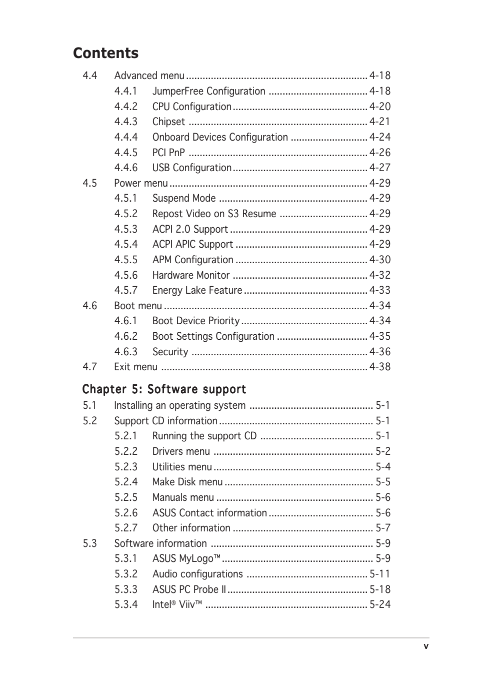 Asus N4L-VM DH User Manual | Page 5 / 148