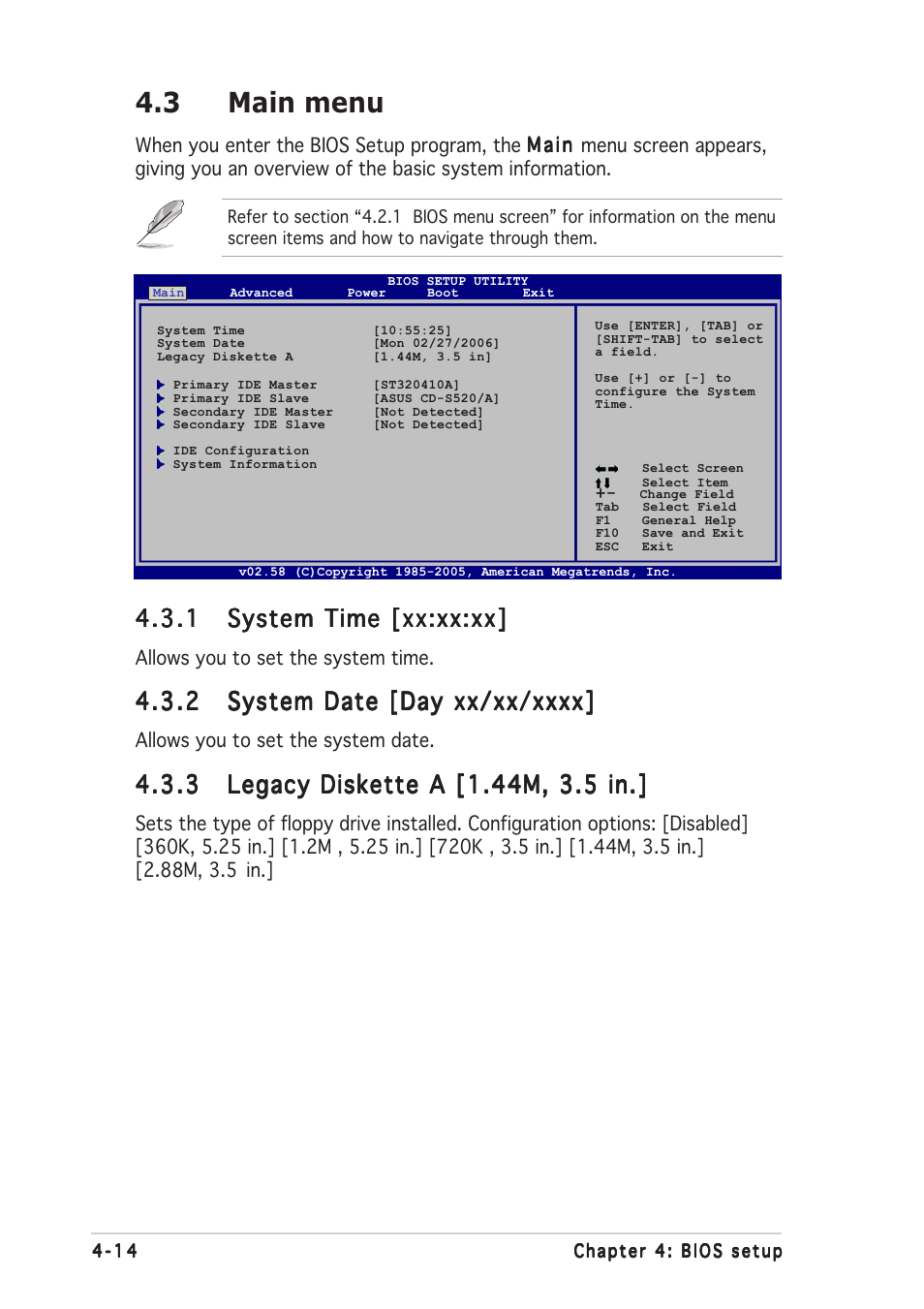 3 main menu | Asus N4L-VM DH User Manual | Page 78 / 148