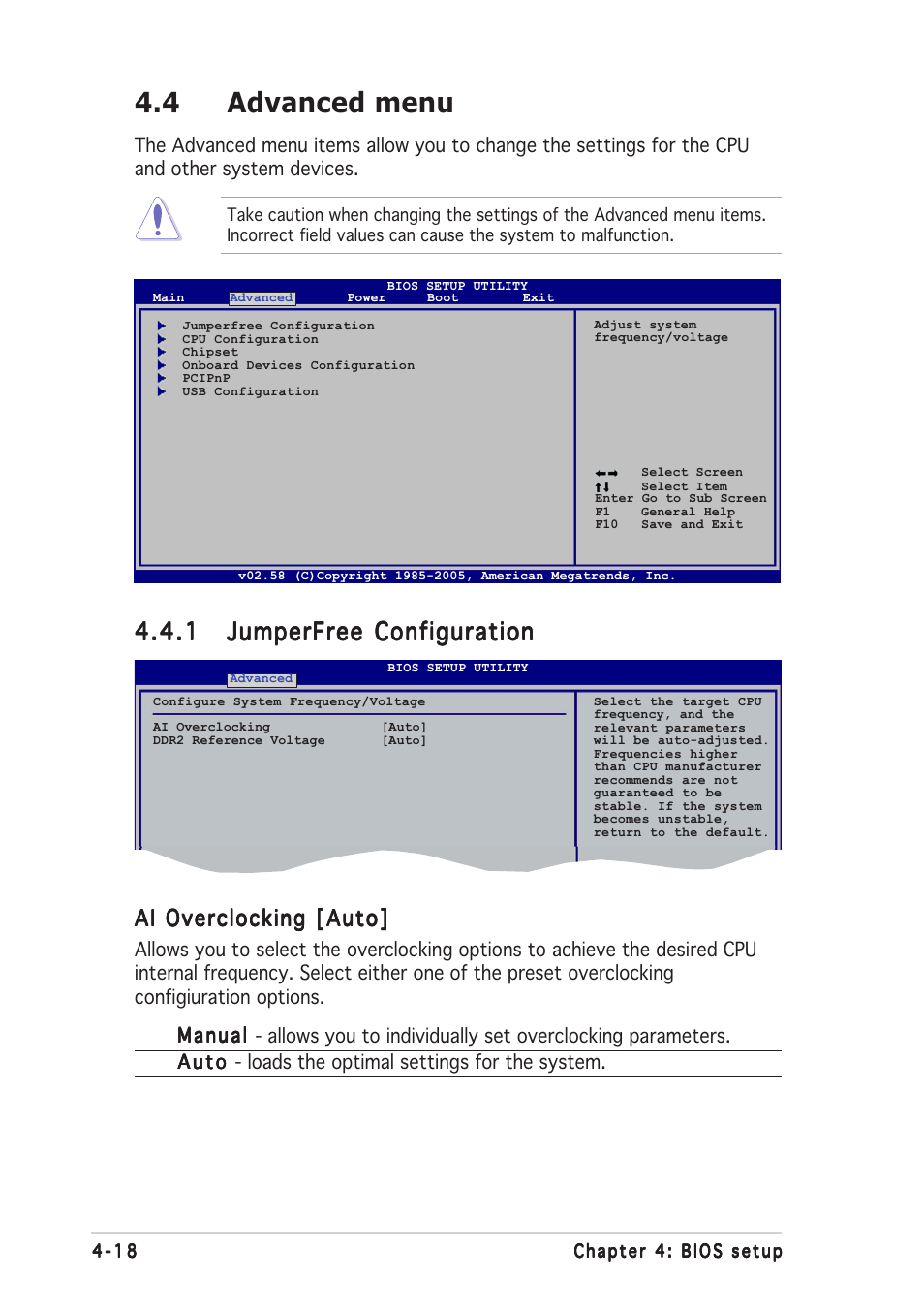 4 advanced menu, Ai overclocking [auto | Asus N4L-VM DH User Manual | Page 82 / 148
