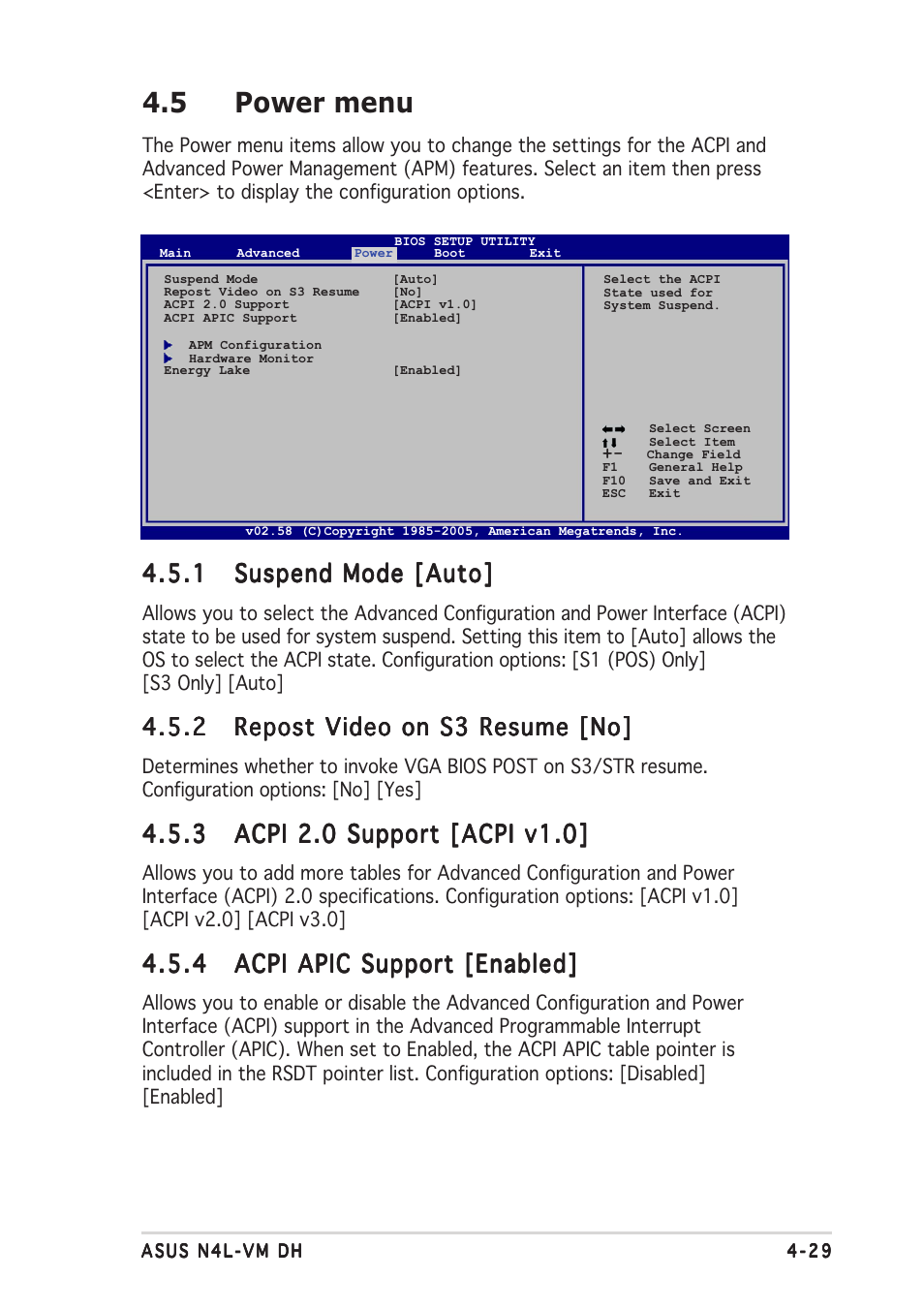 5 power menu | Asus N4L-VM DH User Manual | Page 93 / 148