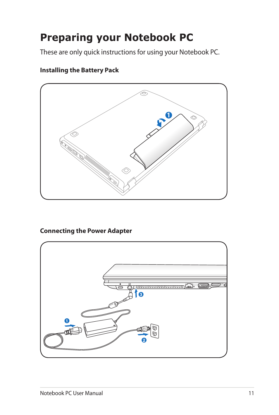 Preparing your notebook pc | Asus X4KVM User Manual | Page 11 / 114