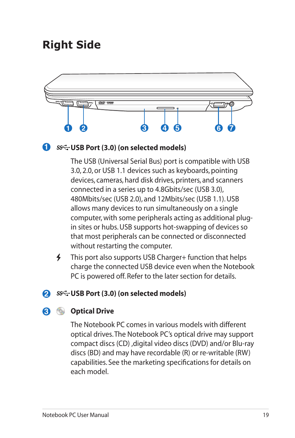 Right side | Asus X4KVM User Manual | Page 19 / 114