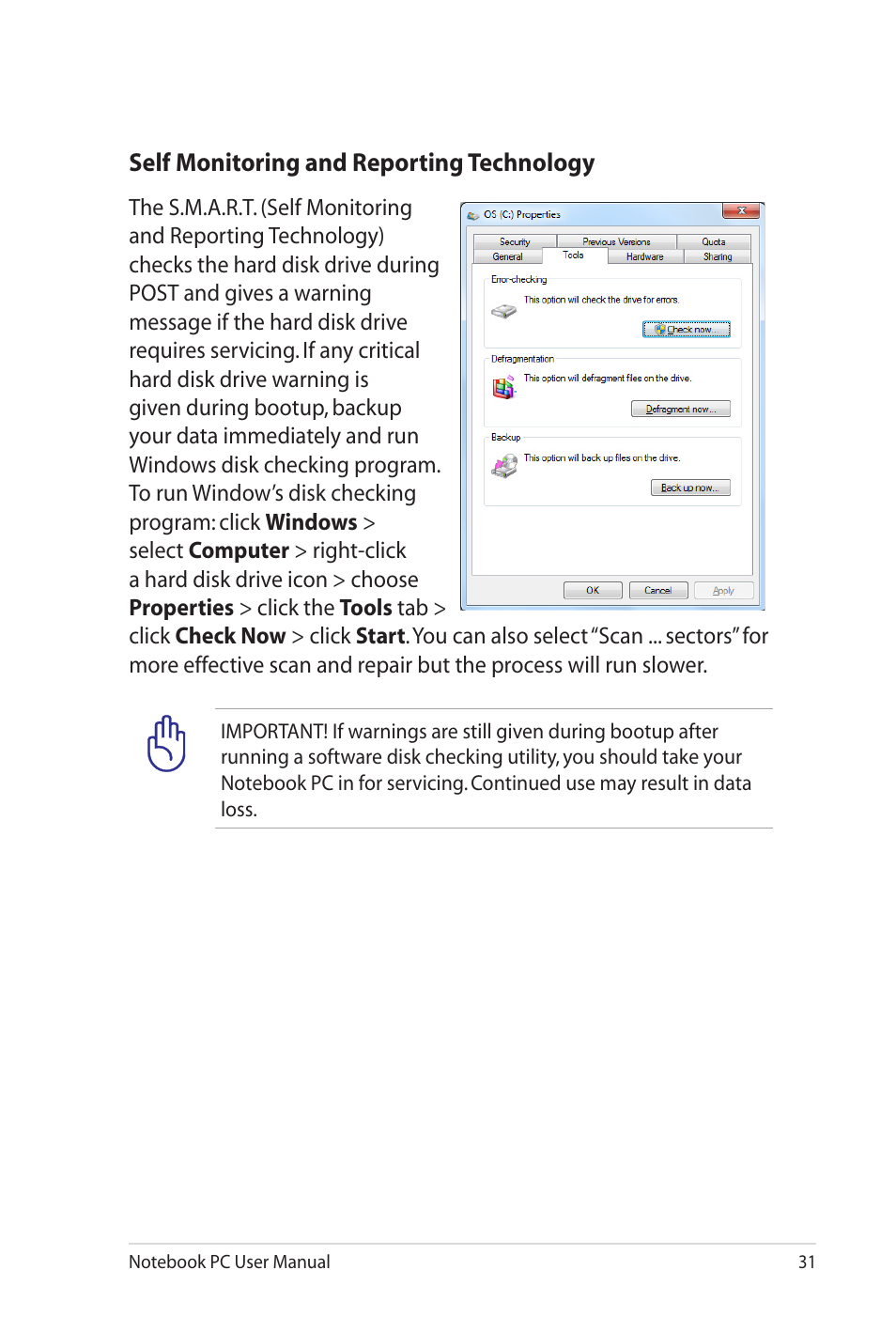 Self monitoring and reporting technology | Asus X4KVM User Manual | Page 31 / 114