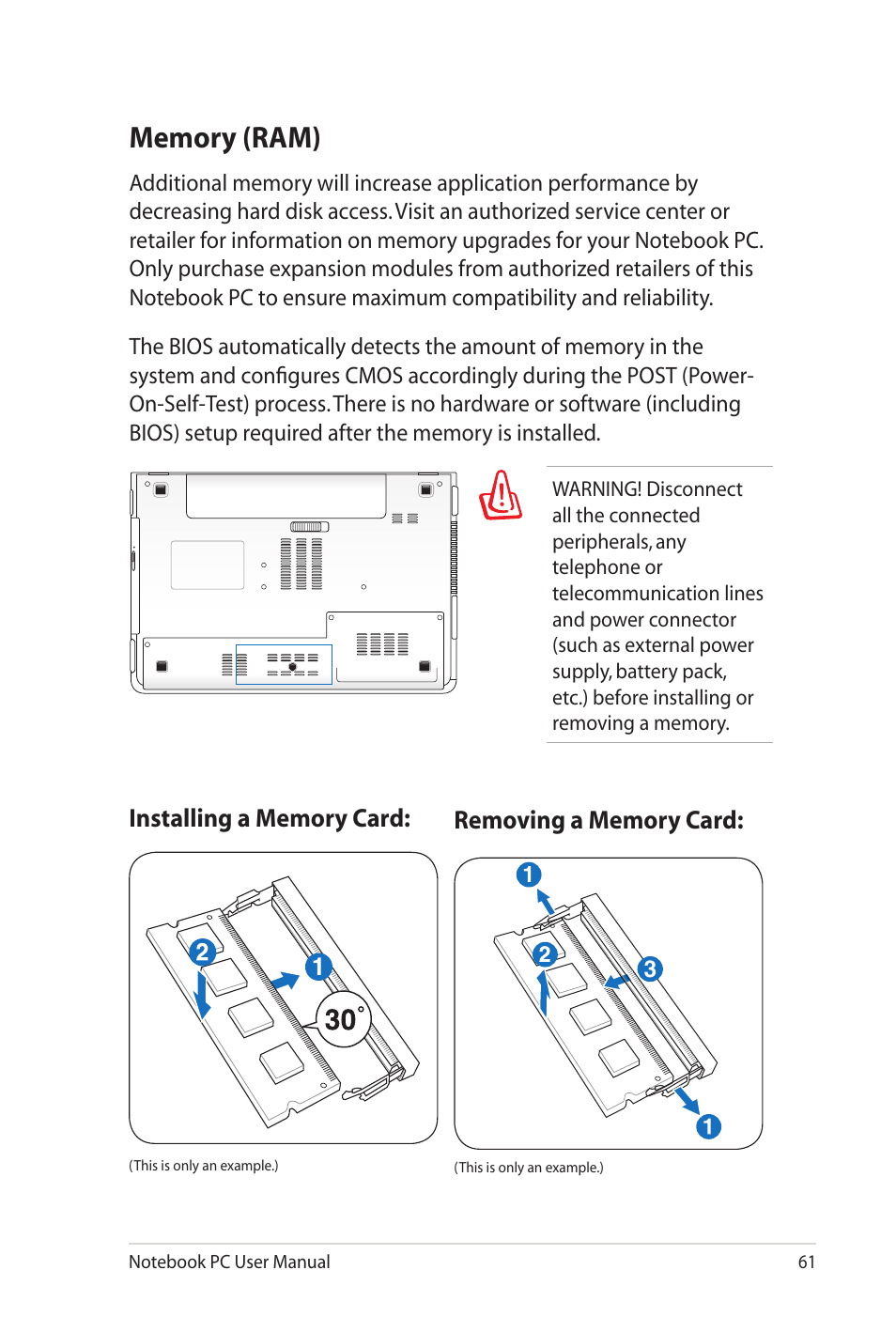 Memory (ram) | Asus X4KVM User Manual | Page 61 / 114