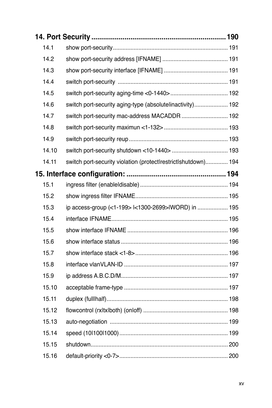 Port security, Interface configuration | Asus GigaX2024B User Manual | Page 17 / 245