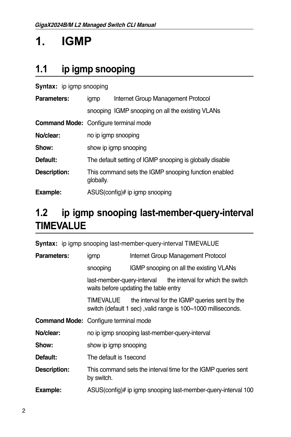 Igmp, 1 ip igmp snooping | Asus GigaX2024B User Manual | Page 22 / 245