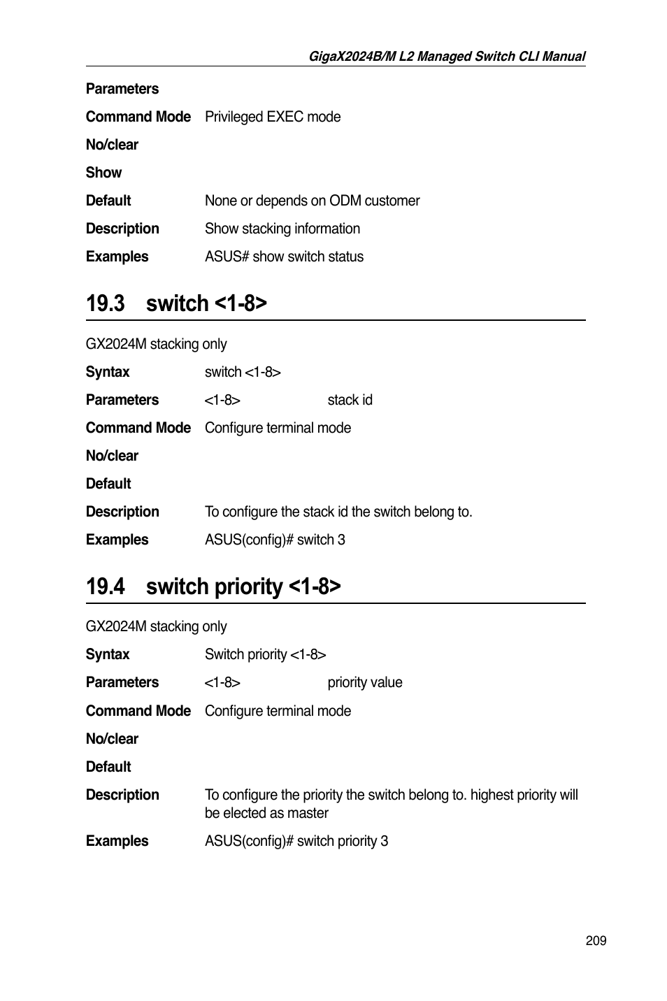 3 switch <1-8, 4 switch priority <1-8 | Asus GigaX2024B User Manual | Page 229 / 245