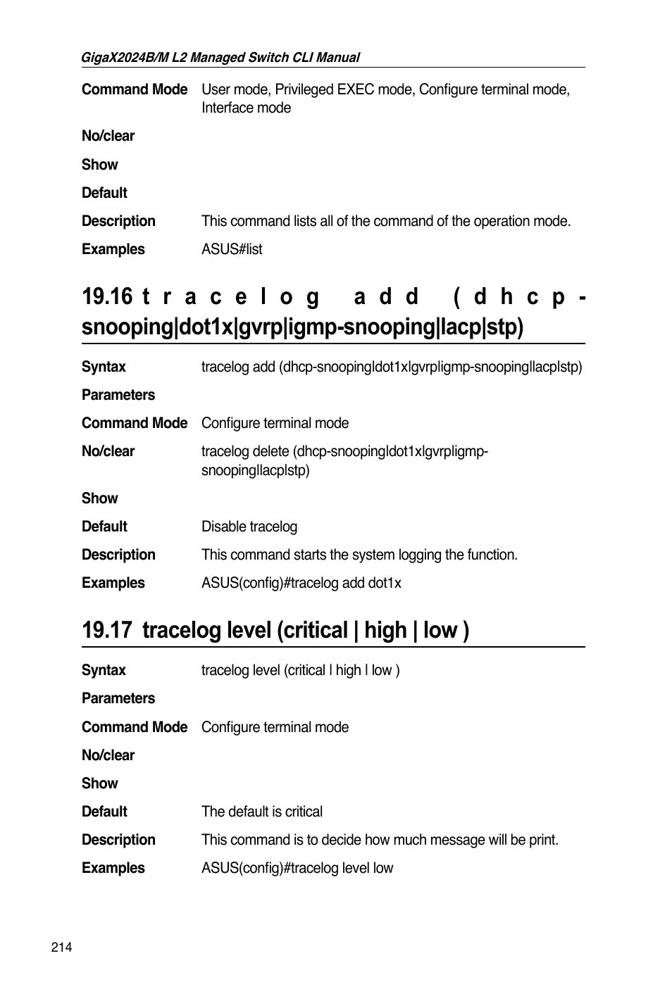 17 tracelog level (critical | high | low ) | Asus GigaX2024B User Manual | Page 234 / 245