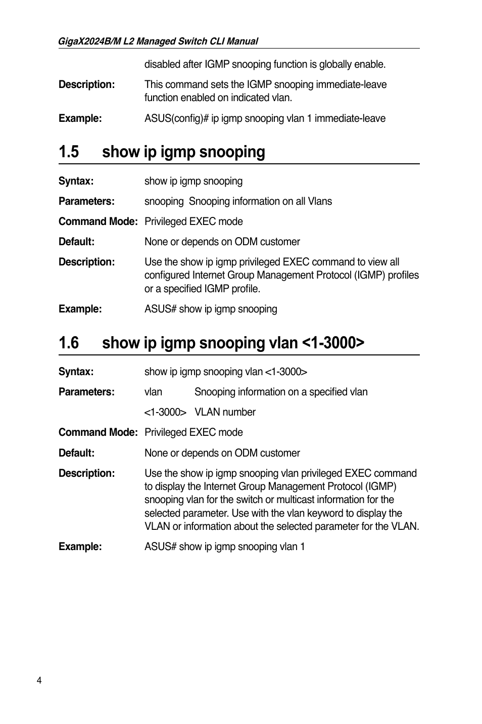 5 show ip igmp snooping | Asus GigaX2024B User Manual | Page 24 / 245