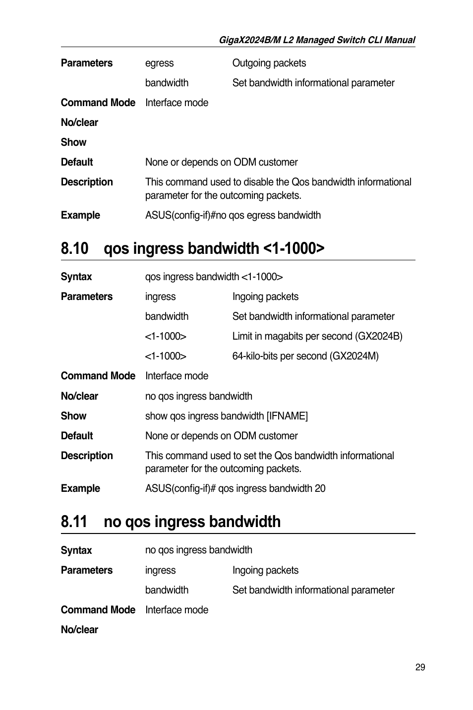 11 no qos ingress bandwidth | Asus GigaX2024B User Manual | Page 49 / 245