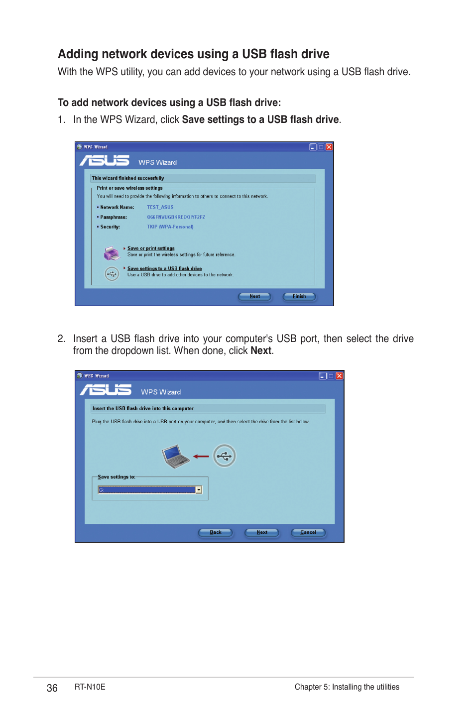 Adding network devices using a usb flash drive | Asus RT-N10E (VER.B1) User Manual | Page 36 / 52