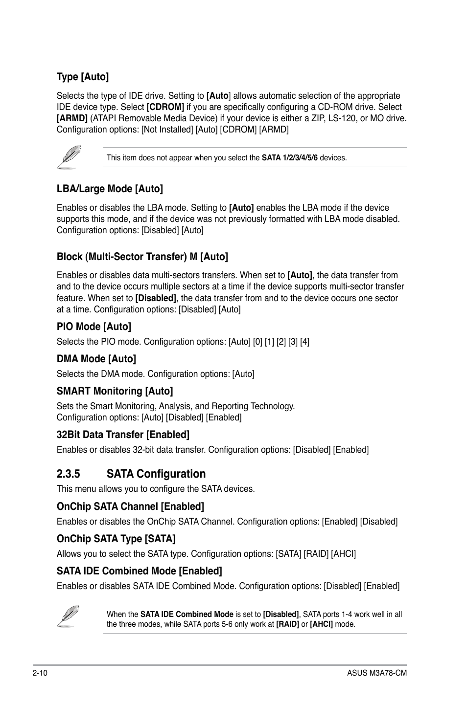 5 sata configuration, Sata configuration -10 | Asus M3A78-CM User Manual | Page 48 / 62