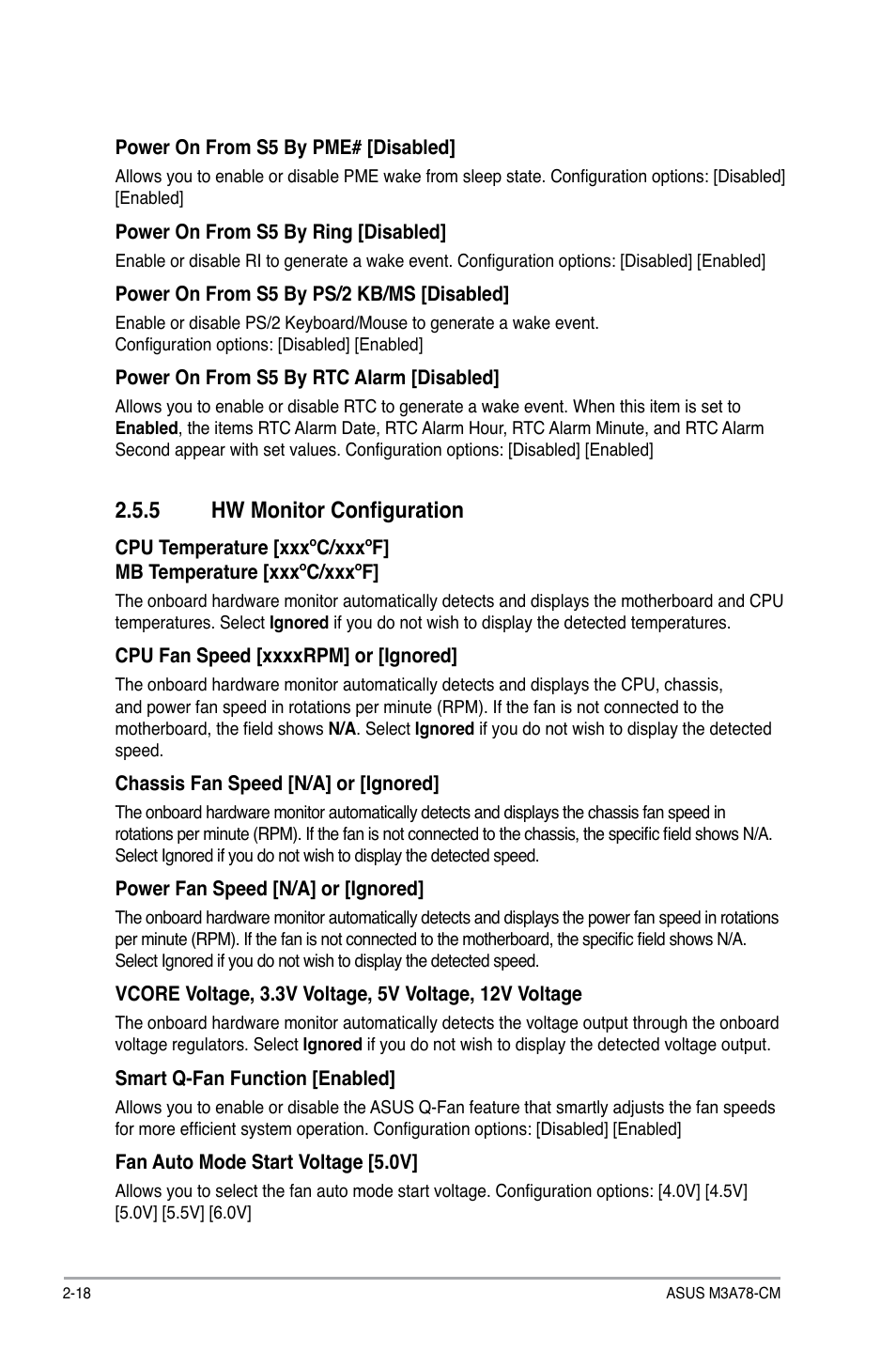 5 hw monitor configuration, Hw monitor configuration -18 | Asus M3A78-CM User Manual | Page 56 / 62