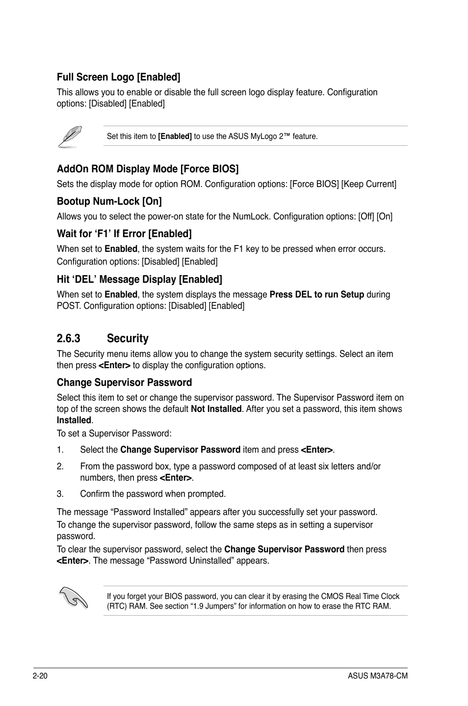 3 security, Security -20 | Asus M3A78-CM User Manual | Page 58 / 62
