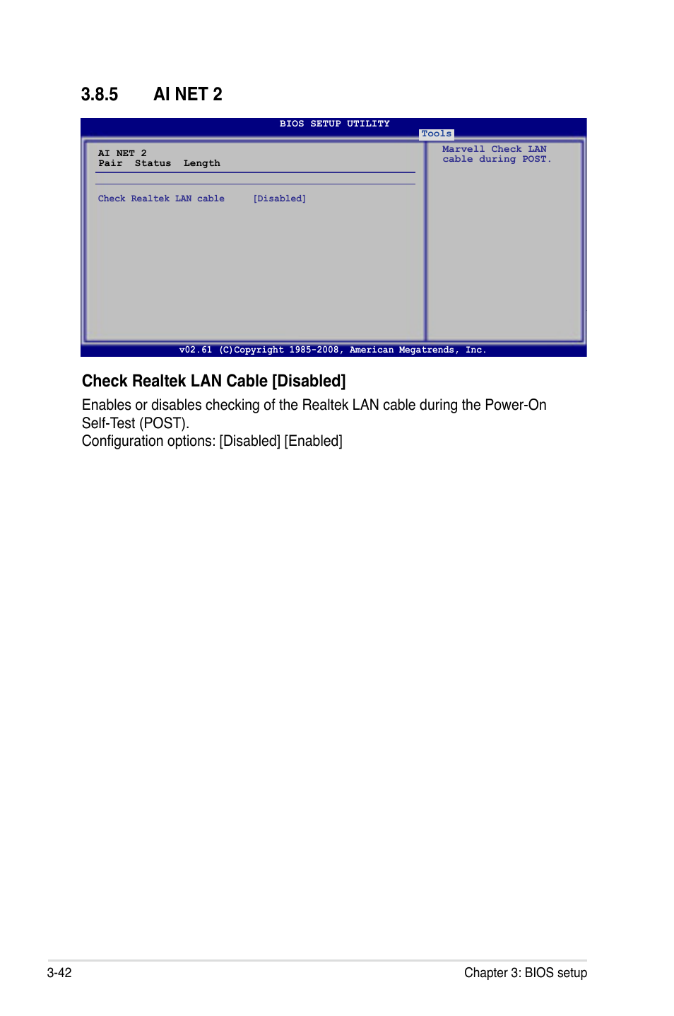 5 ai net 2, Ai net 2 -42, Check realtek lan cable [disabled | Asus P5Q3 User Manual | Page 108 / 172