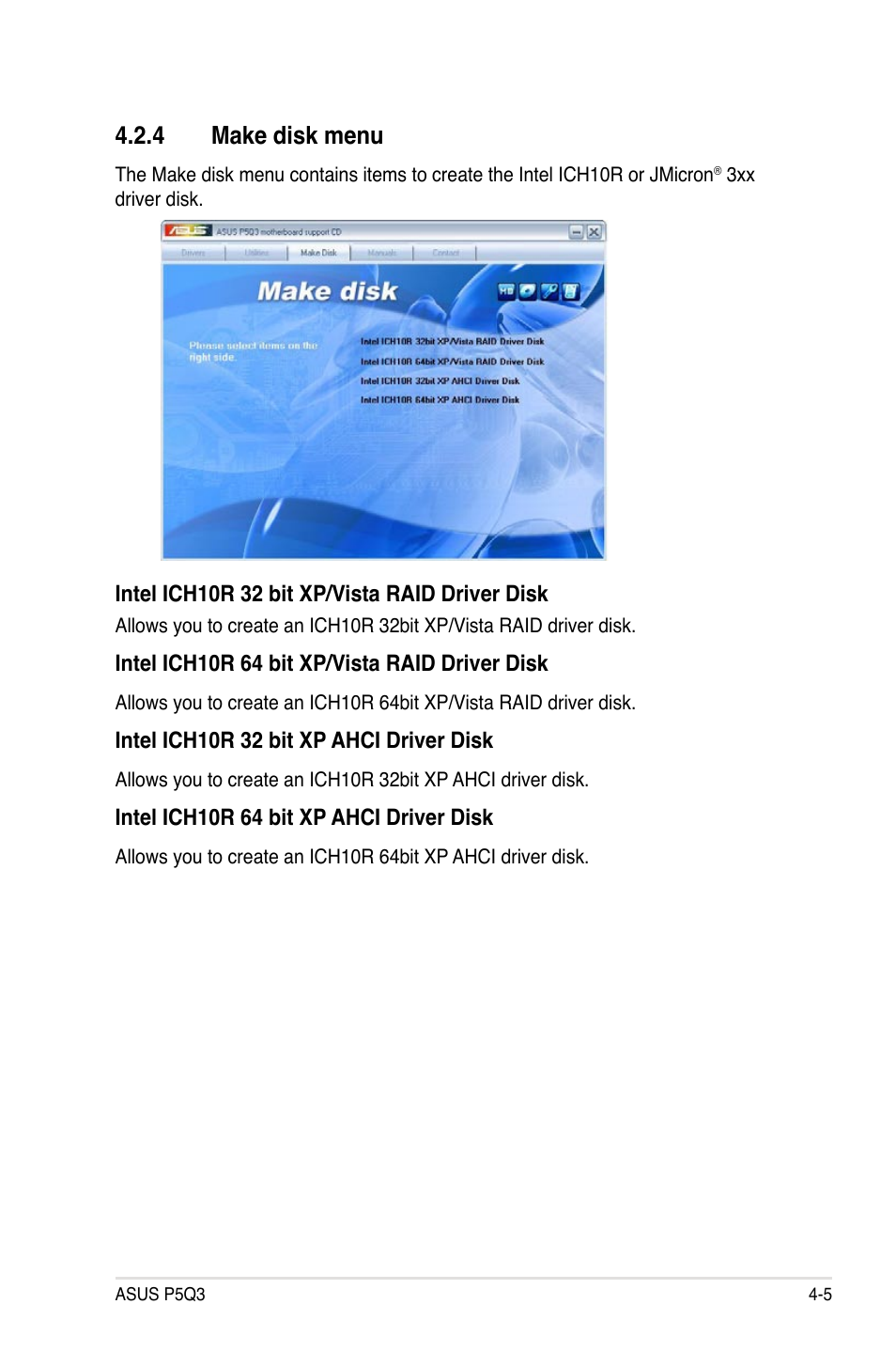 4 make disk menu | Asus P5Q3 User Manual | Page 117 / 172