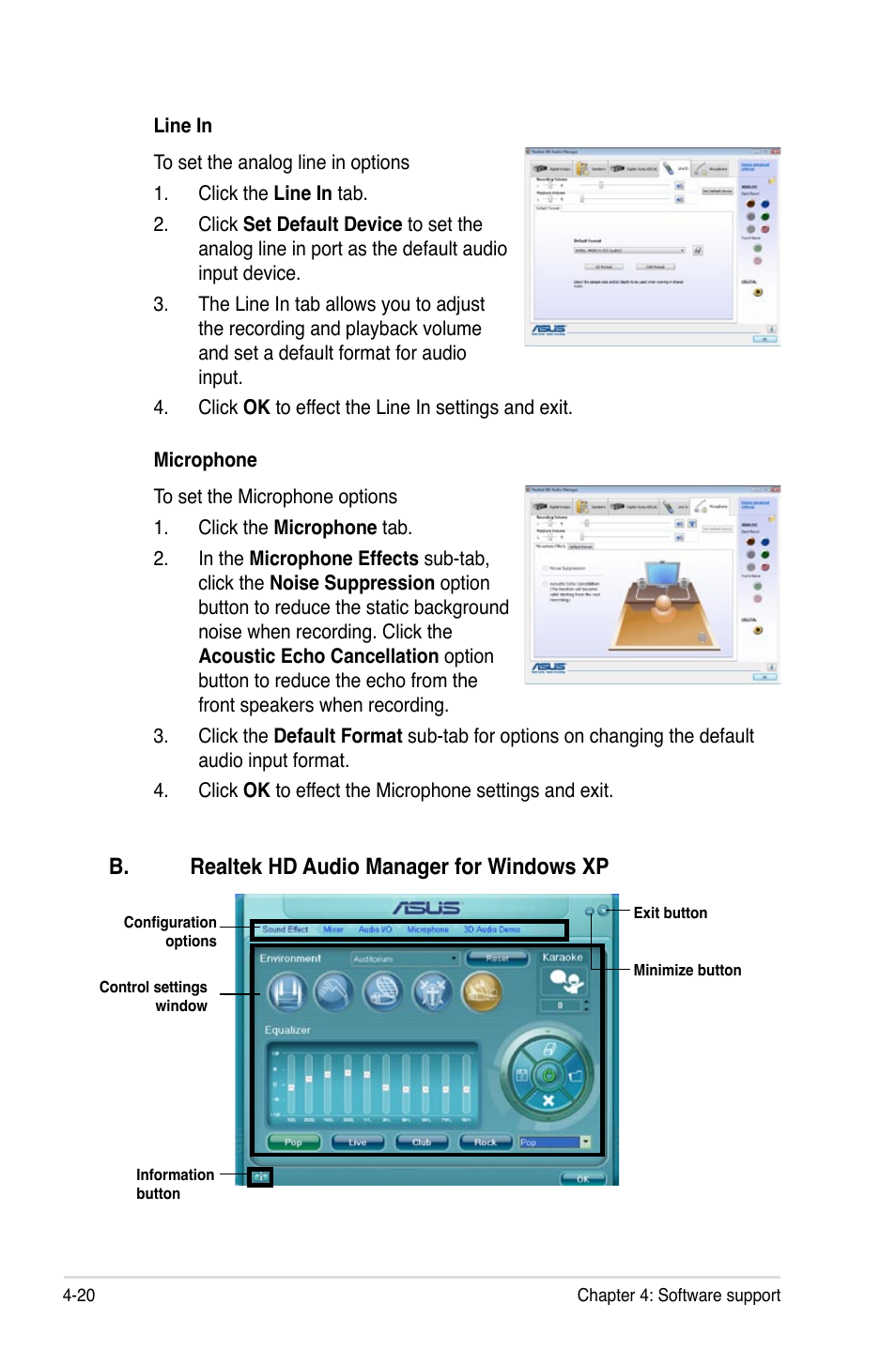 B. realtek hd audio manager for windows xp | Asus P5Q3 User Manual | Page 132 / 172