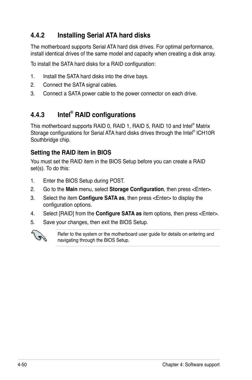 2 installing serial ata hard disks, 3 intel® raid configurations, Installing serial ata hard disks -50 | Intel, Raid configurations -50, 3 intel, Raid configurations | Asus P5Q3 User Manual | Page 162 / 172