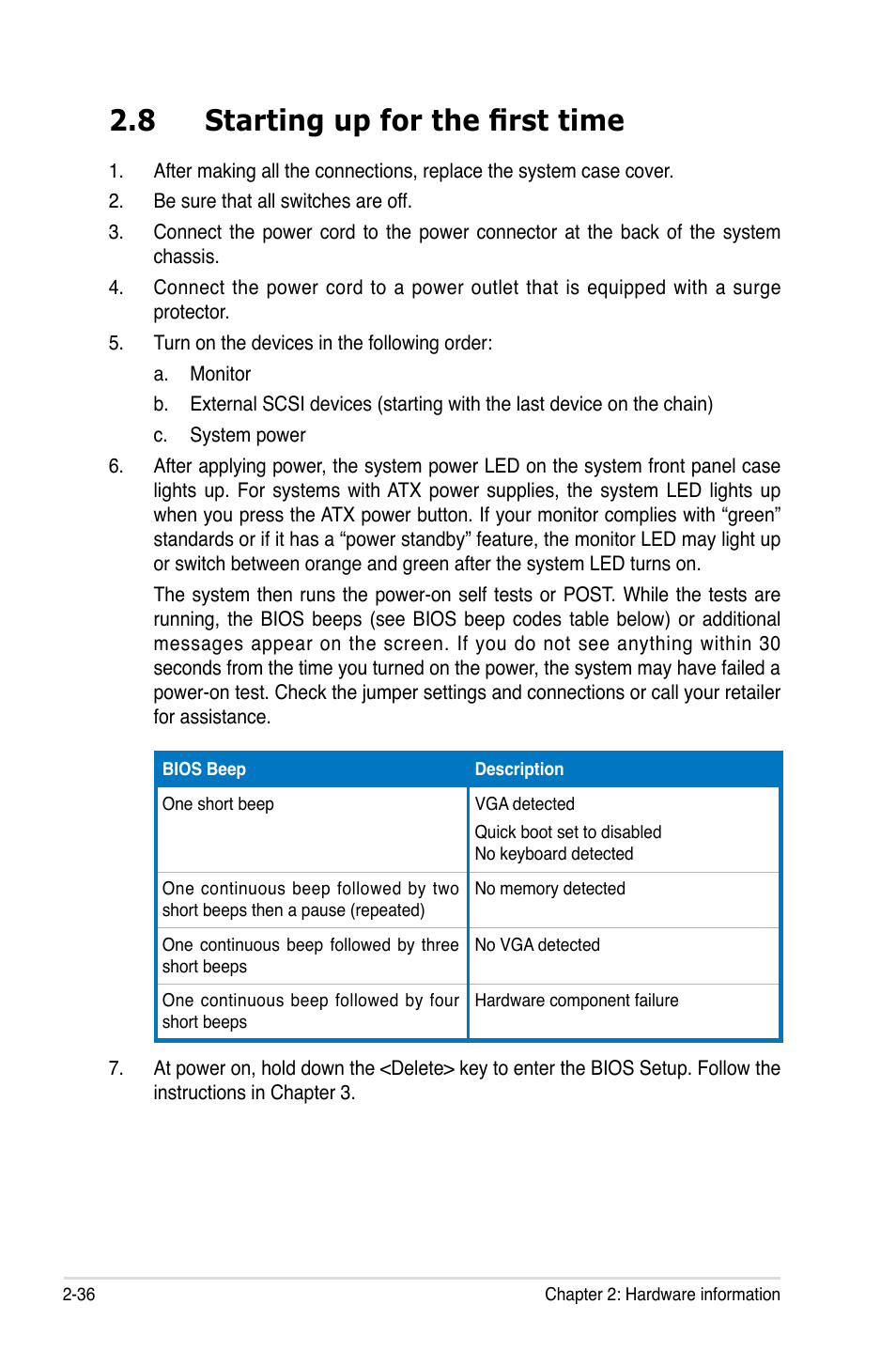 8 starting up for the first time, Starting up for the first time -36 | Asus P5Q3 User Manual | Page 62 / 172