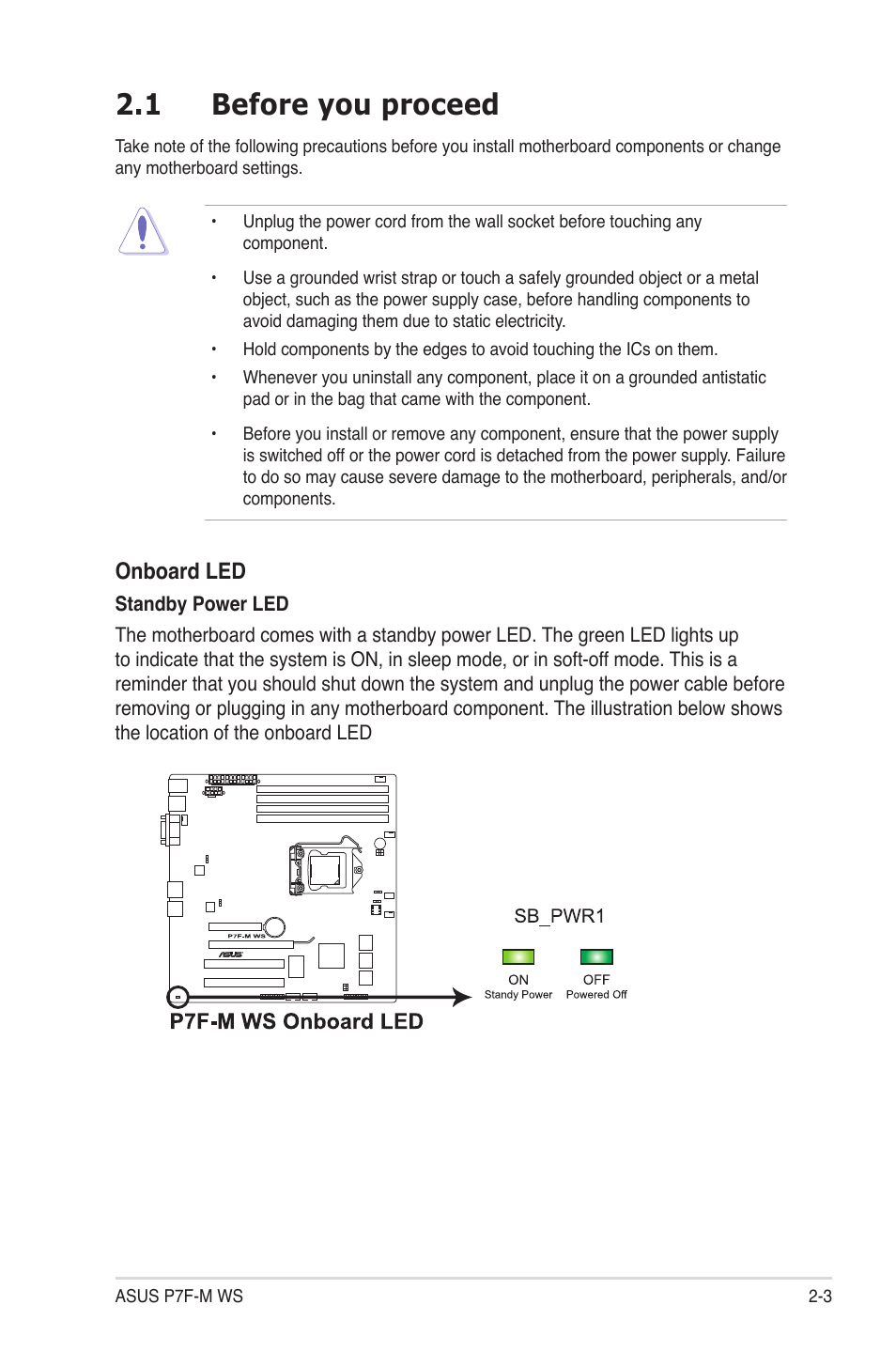 1 before you proceed, Before you proceed -3 | Asus P7F-M WS User Manual | Page 21 / 122