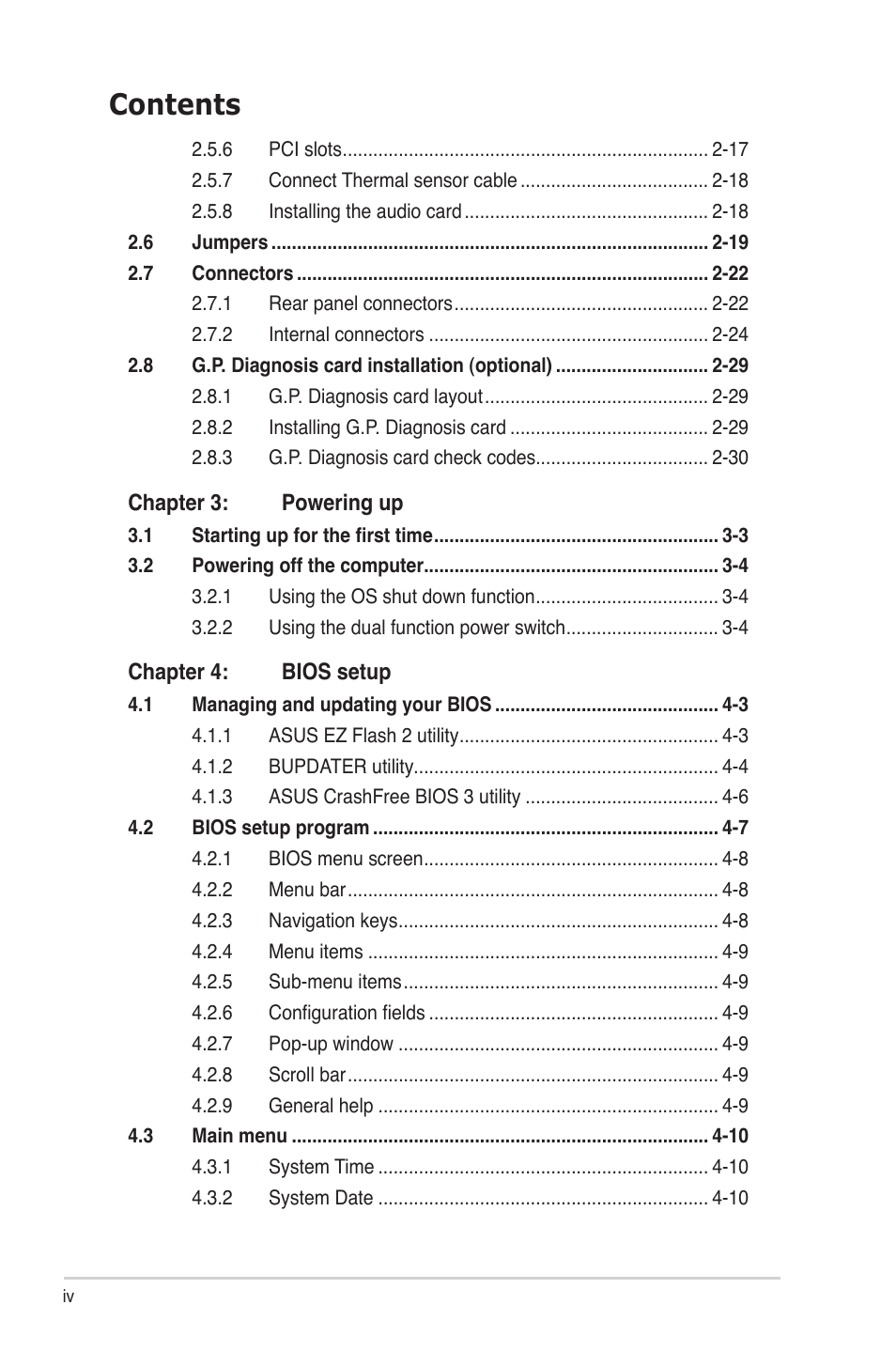Asus P7F-M WS User Manual | Page 4 / 122