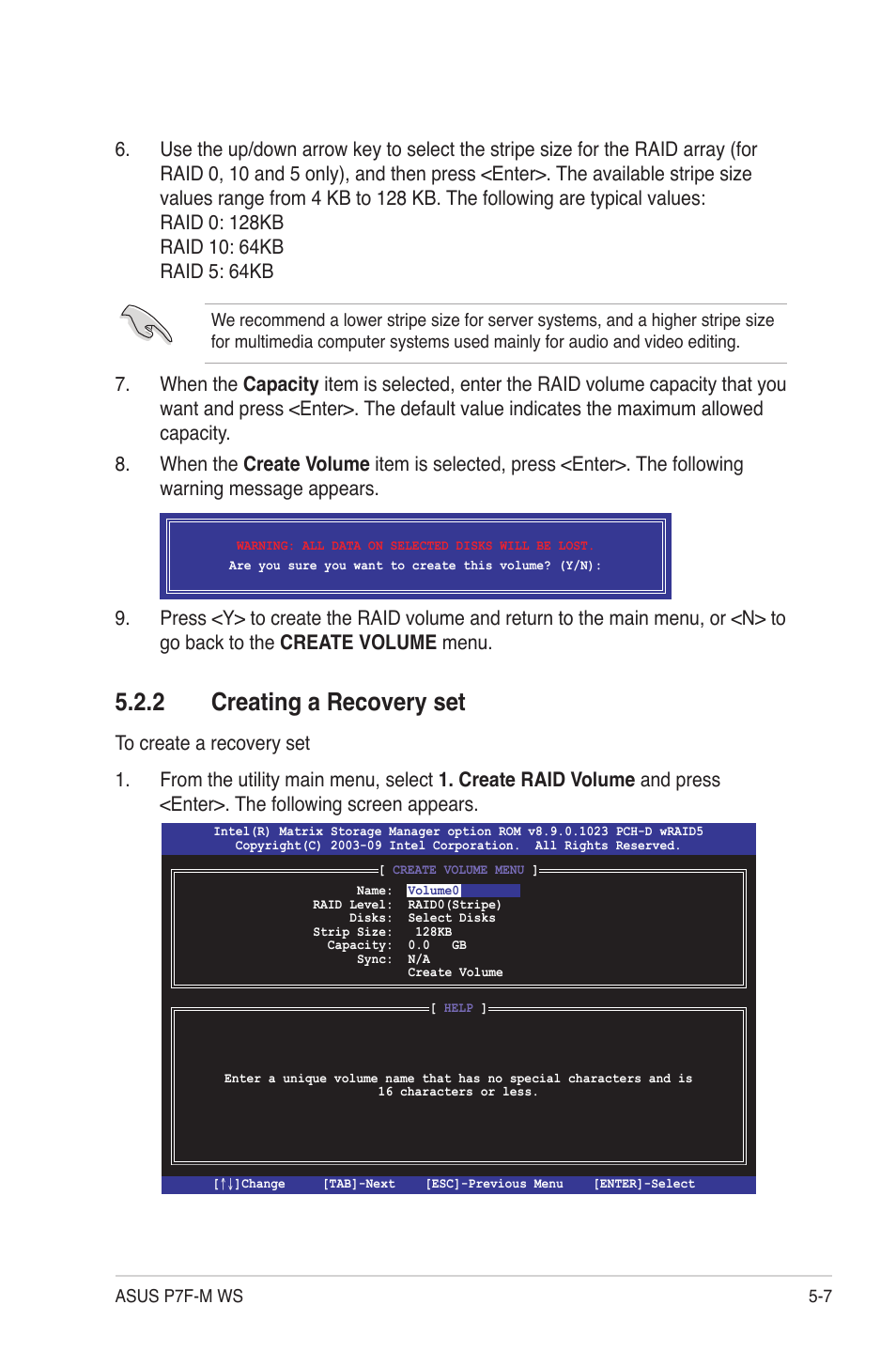 2 creating a recovery set, Creating a recovery set -7 | Asus P7F-M WS User Manual | Page 97 / 122