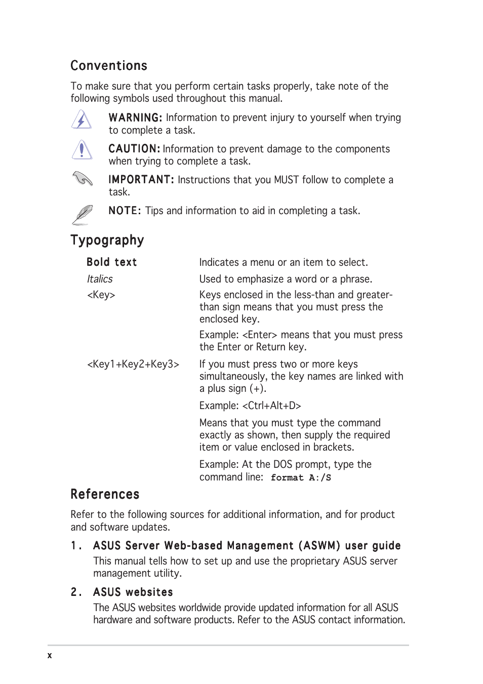 Asus RS120-E3/PA2 User Manual | Page 10 / 168