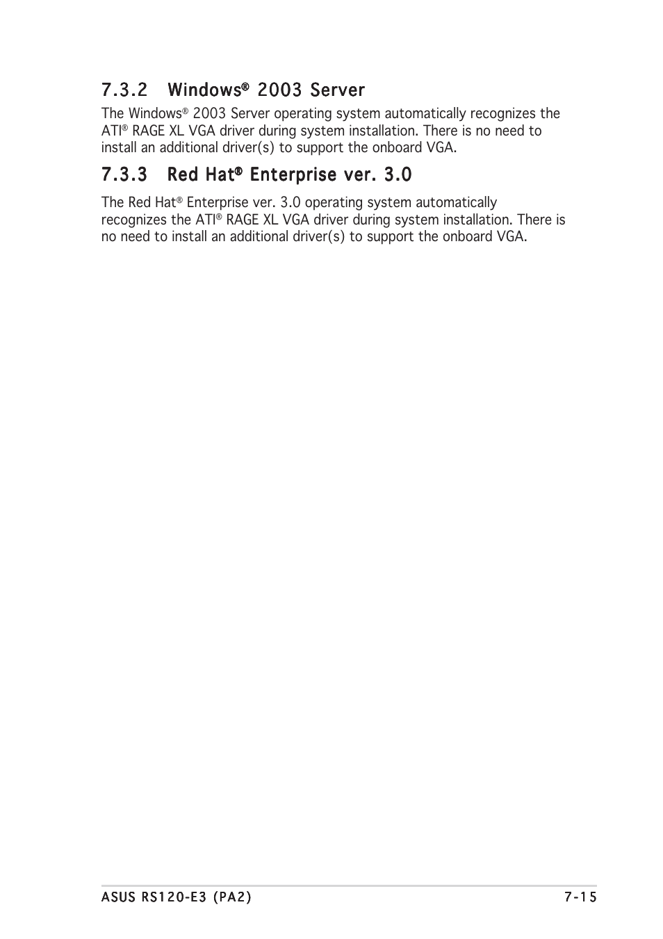 2 windows windows windows windows windows, 2003 server, 3 red hat red hat red hat red hat red hat | Enterprise ver. 3.0 | Asus RS120-E3/PA2 User Manual | Page 159 / 168