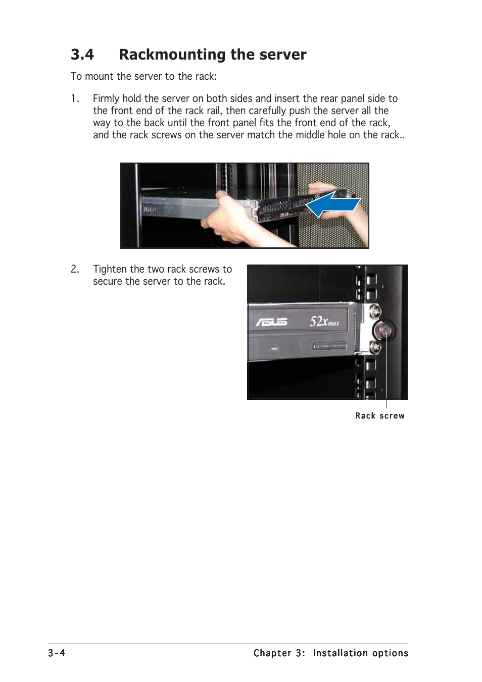 4 rackmounting the server | Asus RS120-E3/PA2 User Manual | Page 46 / 168