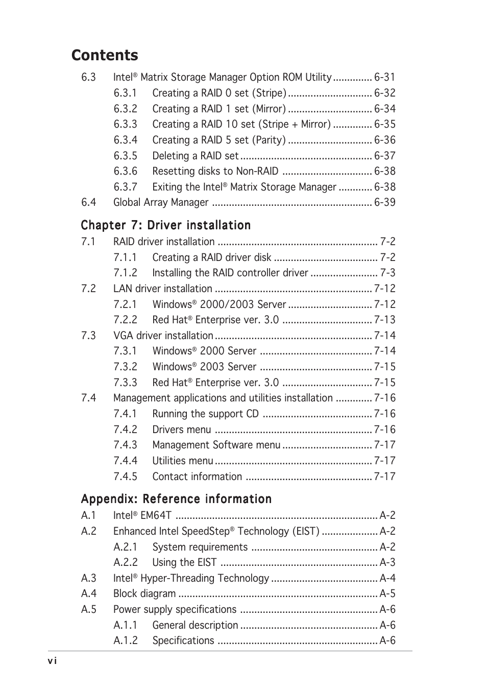 Asus RS120-E3/PA2 User Manual | Page 6 / 168