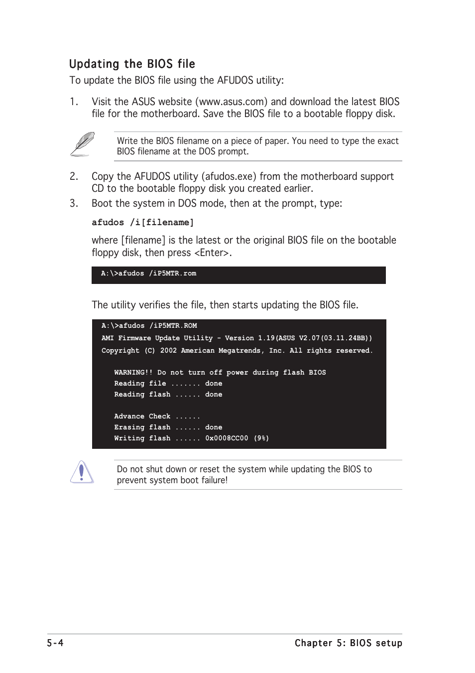 Updating the bios file | Asus RS120-E3/PA2 User Manual | Page 68 / 168