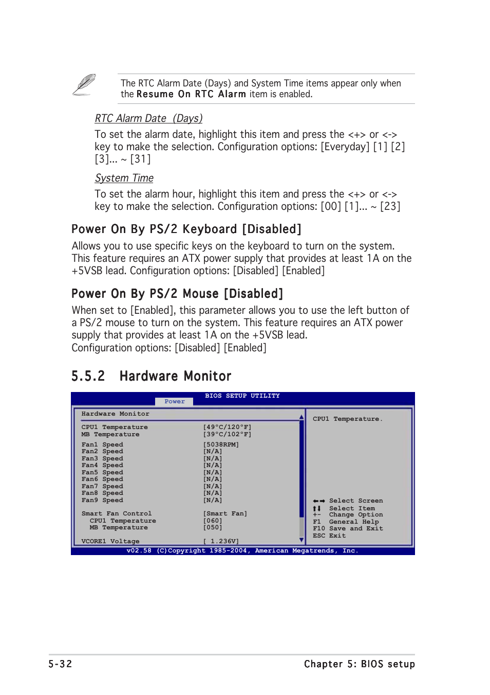 Power on by ps/2 keyboard [disabled, Power on by ps/2 mouse [disabled | Asus RS120-E3/PA2 User Manual | Page 96 / 168