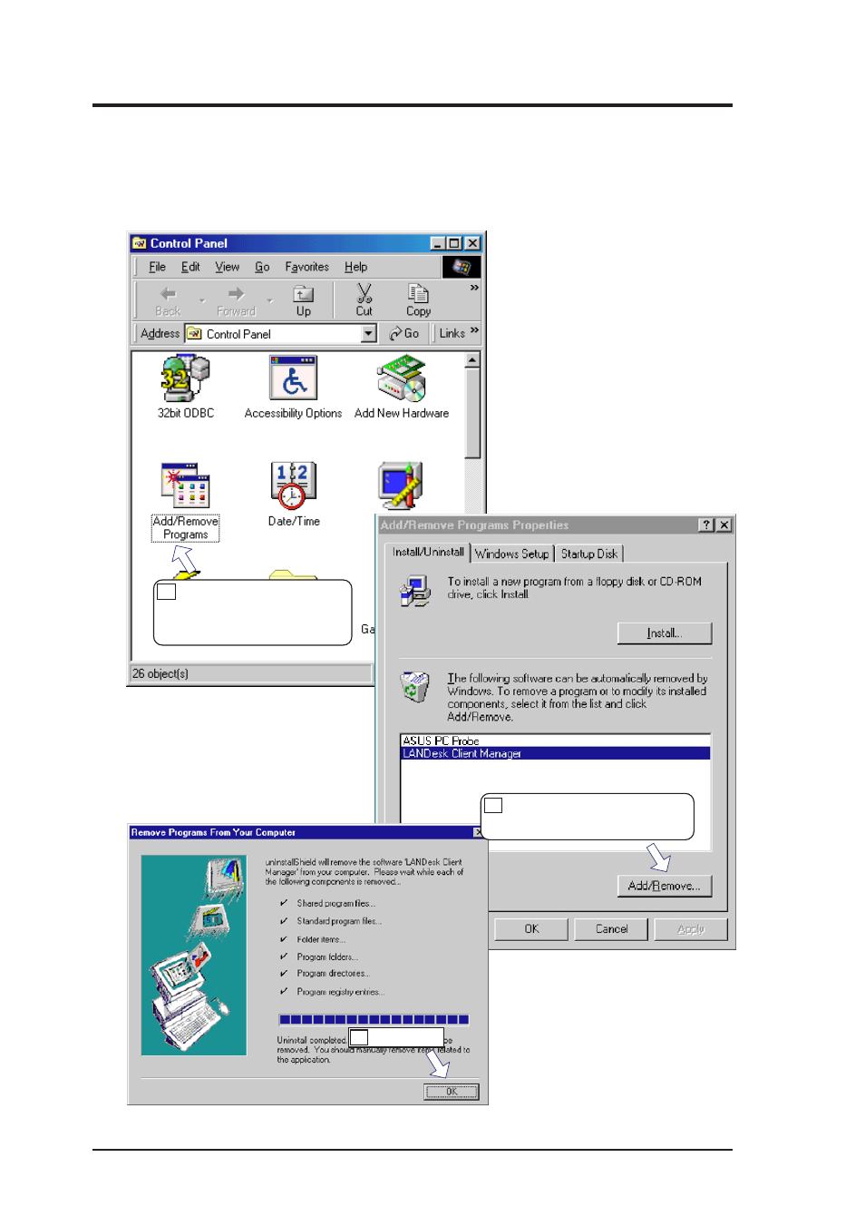 V. software setup, Uninstalling programs | Asus MEZ-M User Manual | Page 72 / 96