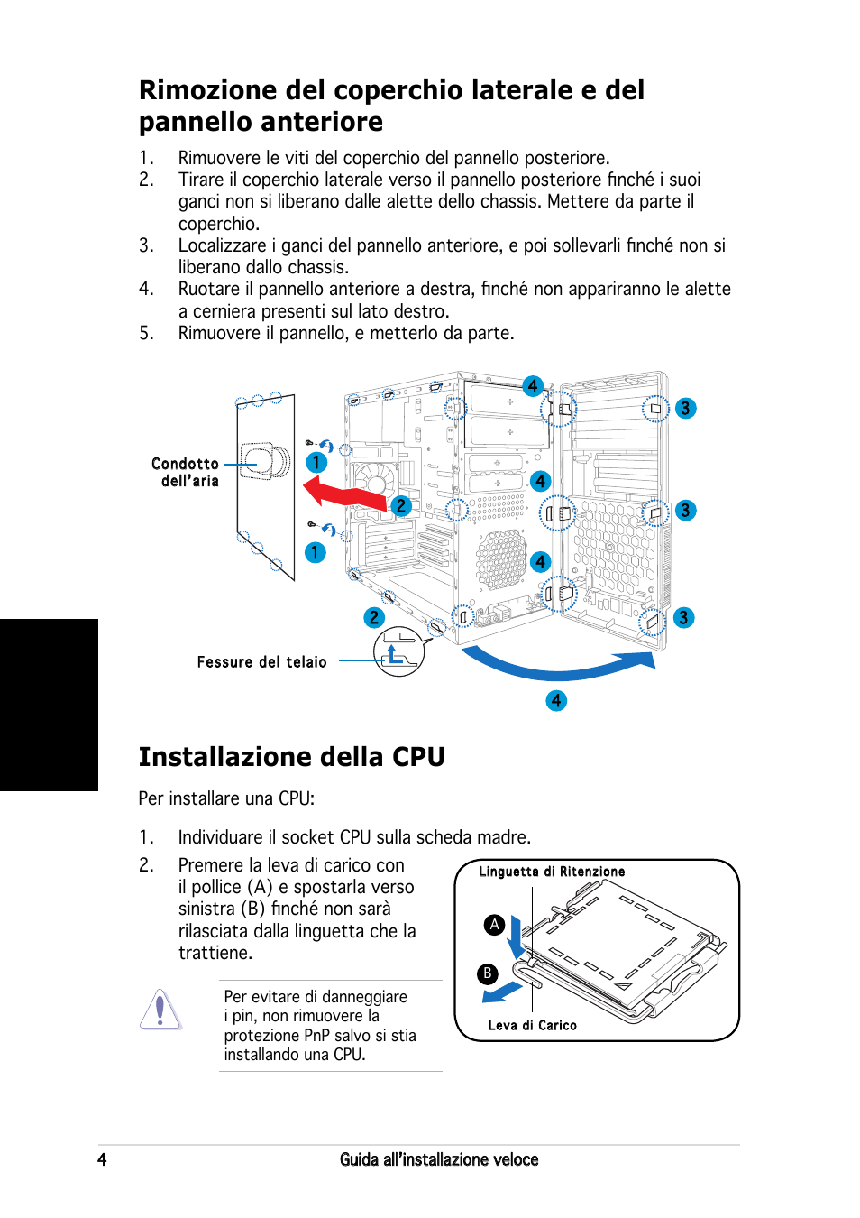 Installazione della cpu, Italiano | Asus V2-PE3 User Manual | Page 28 / 80