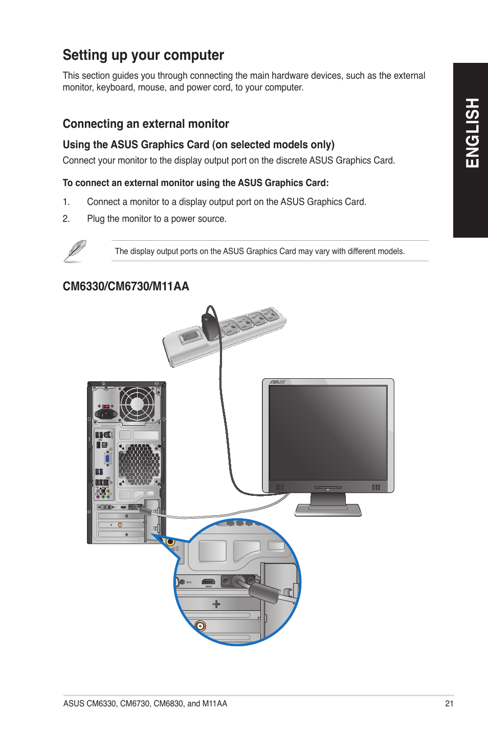 Setting up your computer, En g lis h en g li sh | Asus M11AA User Manual | Page 21 / 90