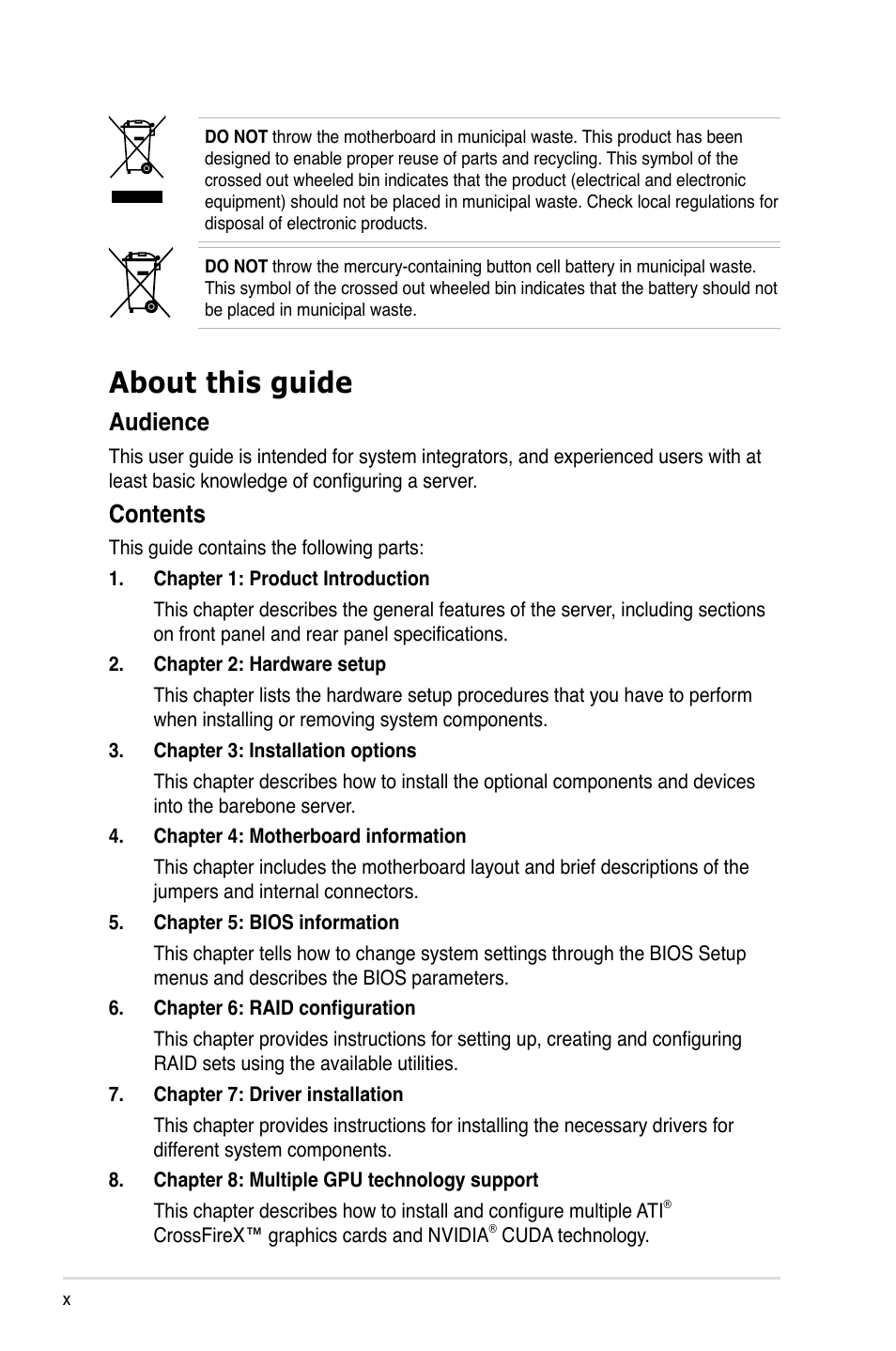 Asus ESC2000 Personal SuperComputer User Manual | Page 10 / 188