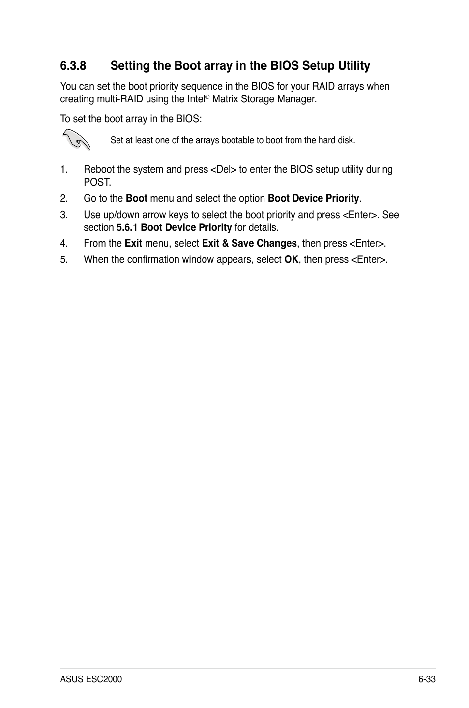 8 setting the boot array in the bios setup utility | Asus ESC2000 Personal SuperComputer User Manual | Page 147 / 188