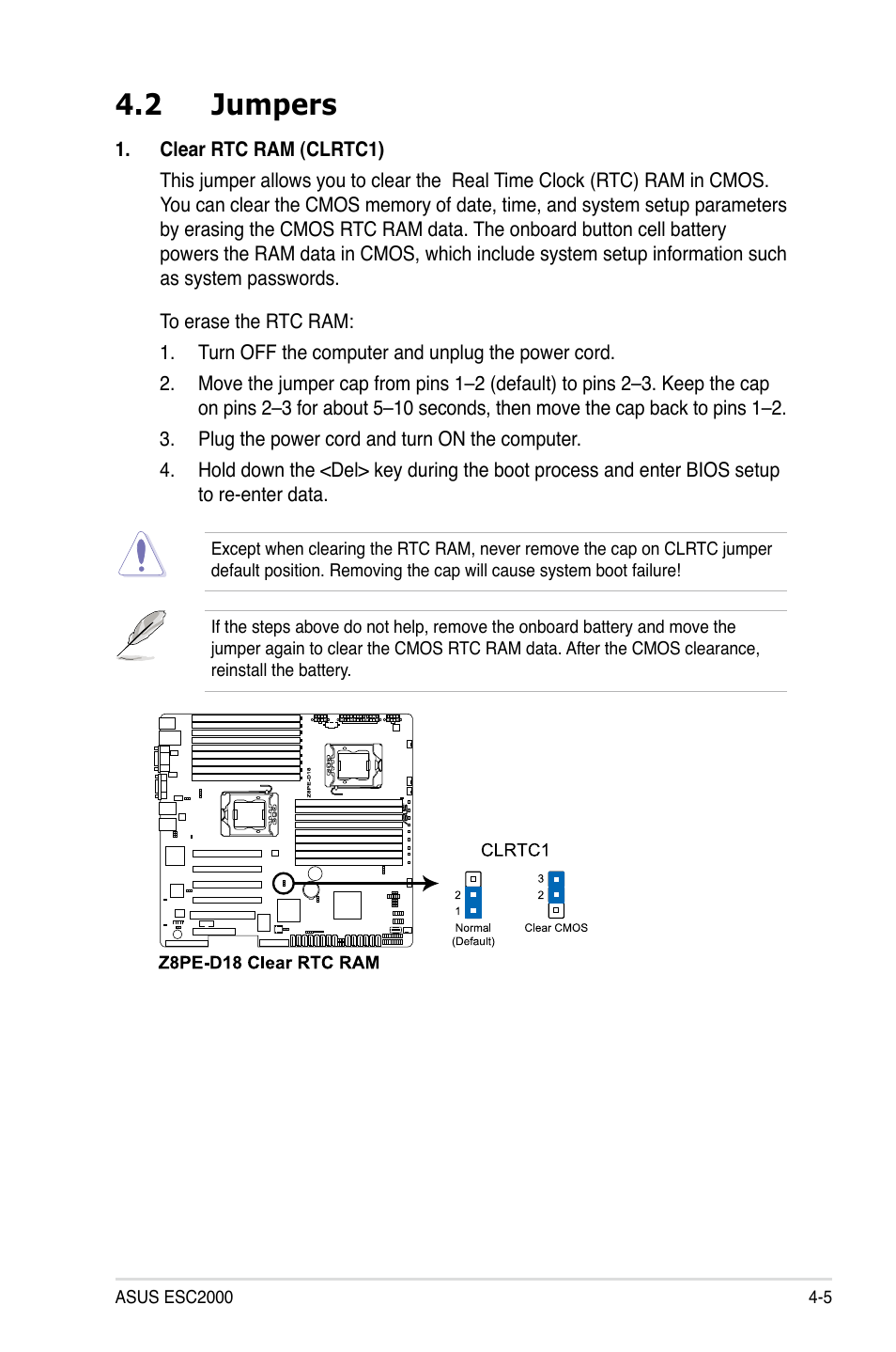 2 jumpers, Jumpers -5 | Asus ESC2000 Personal SuperComputer User Manual | Page 59 / 188