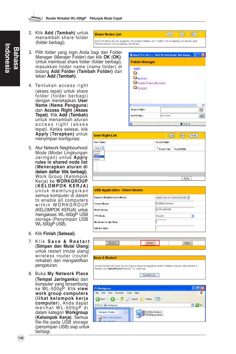 Bahasa indonesia | Asus WL-500gP User Manual | Page 127 / 131