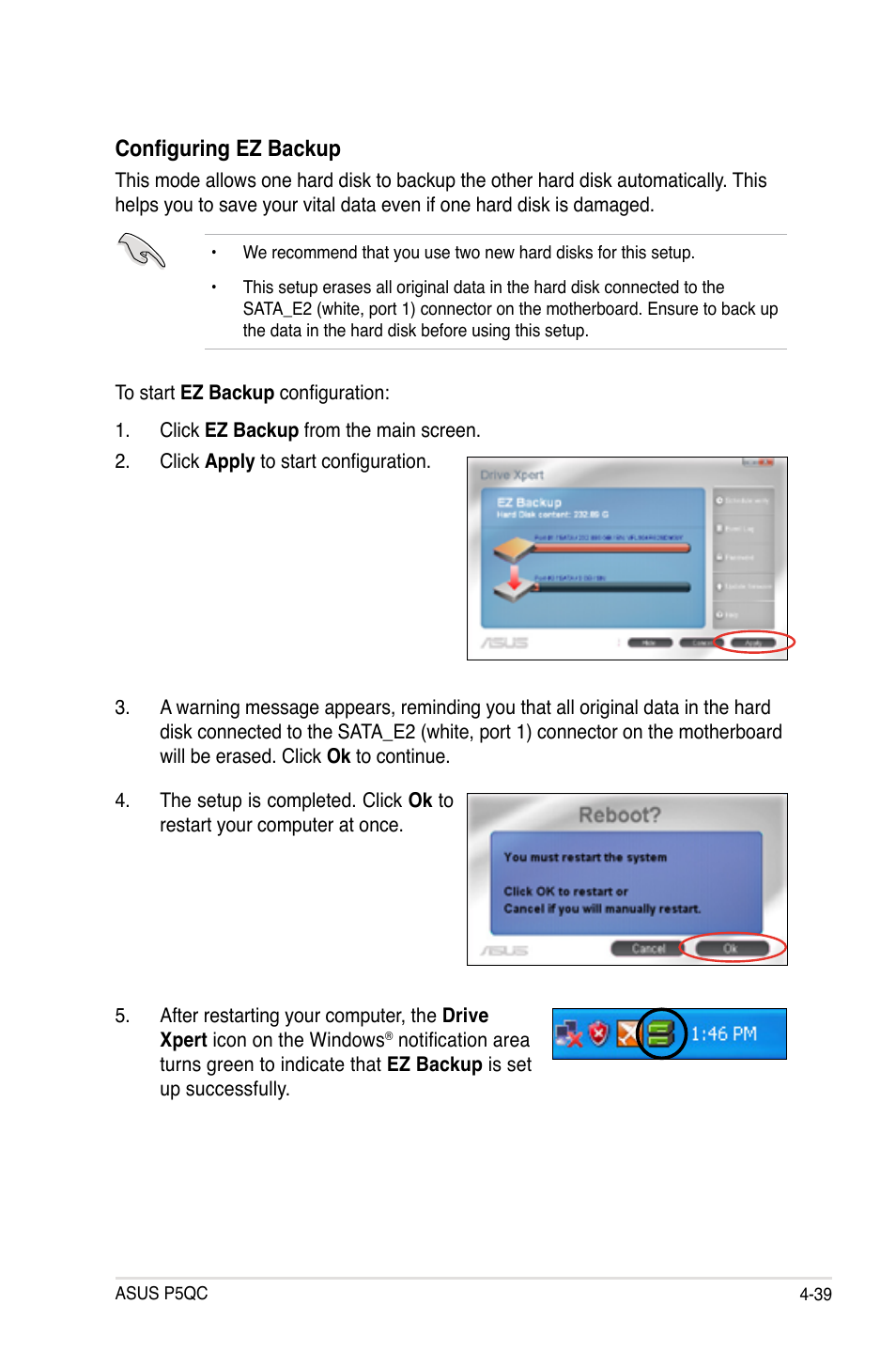 Configuring ez backup | Asus P5QC User Manual | Page 151 / 188