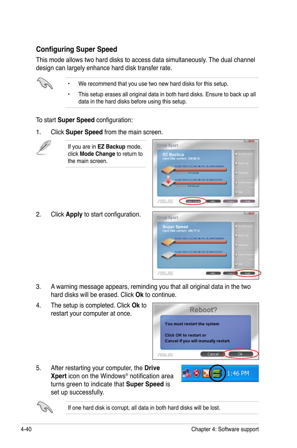 Configuring super speed | Asus P5QC User Manual | Page 152 / 188