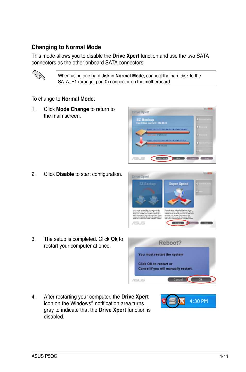 Changing to normal mode | Asus P5QC User Manual | Page 153 / 188